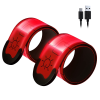 2 Pack USB Rechargeable Reflective Armbands,High Visibility Light Up Band for Runners,Bikers,Walkers,Pet Owners