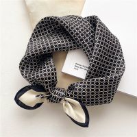 ♗♕ Luxury 100 Silk Headband Scarf Women Small 53x53cm Neckerchief Ladies Hair Hand 2022 Print Wirst Foulard Bandana Echarpe