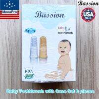 Bassion® Baby Toothbrush with Case Set 6 Pieces แปรงสีฟัน สำหรับเด็กอ่อนและวัยหัดเดิน ยางซิลิโคนปลอดสาร BPA ไม่เป็นอันตรายต่อลูกน้อยของคุณ Baby Brush USA