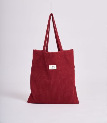 Corduroy Tote Bag Color Santa Red