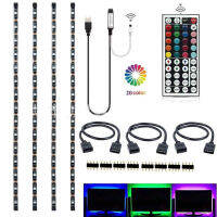 โคมไฟแถบ LED USB RGB50cm กระดานดำ5050RGB อินฟราเรด44ปุ่มรีโมทคอนโทรล7สีไฟพื้นหลังทีวียืดหยุ่น