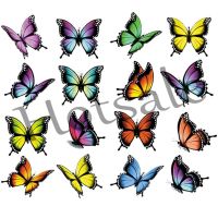 【hot sale】 ✳✑ B15 16Pcs/Set Beautiful Butterfly Stickers For Clothes Heat Transfer Diy T-Shirt Clothing Stickers Stripe Washable Iron On Patches