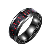 【2023wartstainless steel red fiber men ring black fashion charm accessories titanium steel jewelry for women