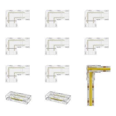 8mm COB Connector 8Pc L-Shaped/Corner Connector,2Pc Gapless Connectors for COB LED Strip Lights,NOT for 10mm Tape Lights