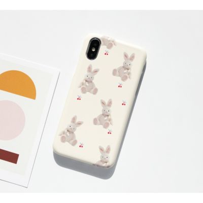 【Korean Phone Momo Case】 Cherry Bunny 5 Types Slim Card Cute Hand Made Cute Unique Design SAMSUNG Compatible for iPhone 8 xs xr 11pro 11 12 12pro mini Samsung Korea Made