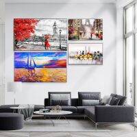 Oil painting city impression lovers embracing canvas painting living room bar corridor bedroom home decoration art mural Drawing Painting Supplies