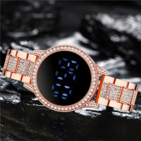 Luxury Touch Screen White Light LED Digital Women Watch Fashion Rhinestone Ladies Stainless Steel Wristwatches Relogio Feminino