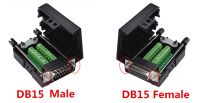 5pcs DB15 D SUB Female/Male 2 Row 15 Pin Plug Breakout Terminals Board Connector Screw Type Black Plastic Cover