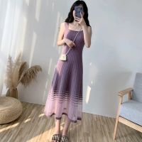 ‘；’ MEXZT Knitted Camis Dress Women Korean Fashion Slim Mesh A Line Long Dress Female Elegant Sleeveless Elastic Base Sundress New