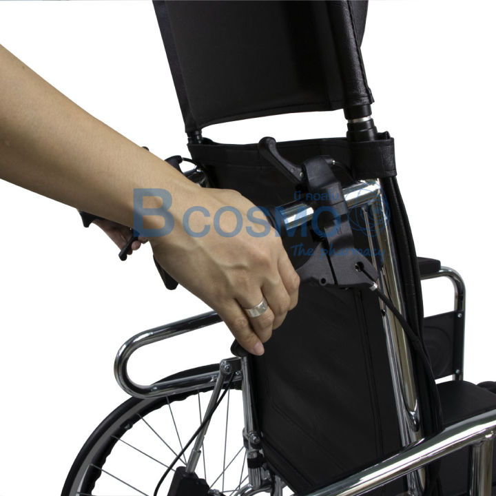 wheelchair-รถเข็นวีลแชร์-นั่งถ่ายอะลูมิเนียมนั่งถ่ายปรับนอนได้ล้อซี่-เบาะหนังสีดำ-แข็งแรง-ทนทาน-ประกันโครงสร้าง-1-ปีเต็ม
