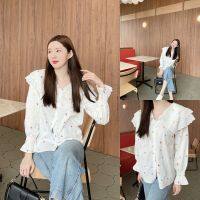 SLYQ LEONIE EMBROIDERED SHIRT BLOUSE ? เสื้อเบลาส์ทรงโอเวอร์ไซส์ตัวหลวม กระดุมหน้า ปักลายทั้งตัว