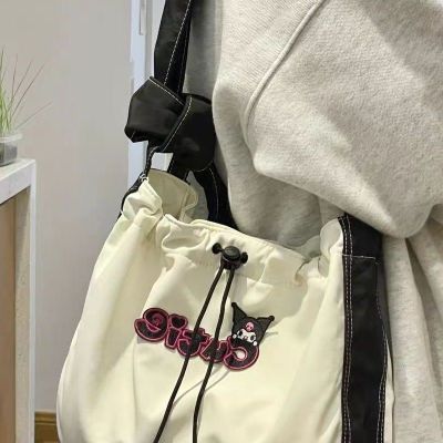 MLBˉ Official NY Large-capacity casual canvas tote bag womens new contrast color drawstring shoulder bag all-match commuting Messenger bag