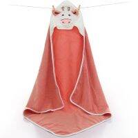 Baby Kids Hooded Bath Towel Cape Cartoon Cow Shaped Bathrobe Wrap Cloak Poncho