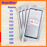 MagicMeta กระจกด้านนอกหน้าจอด้านหน้าพร้อมกาวโอก้าสำหรับ Realme C1/C3/C3i/C11/C12/C15/C17/C20/C21/C25หน้าจอตัวเปลี่ยนกระจกด้านนอก LCD แบบสัมผัส