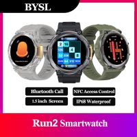 BYSL สมาร์ทวอชสำหรับผู้ชาย Run2 GPS โทรผ่านบลูทูธออกกำลังกายแบตเตอรี่450MAh P68กันน้ำนาฬิกาอัจฉริยะวัดอัตราการเต้นหัวใจ Kirkcr.