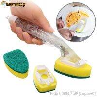 hot【DT】✗  3 in1 Handle Cleaning with Removable head Sponge Dispenser Dish Washing With Refill