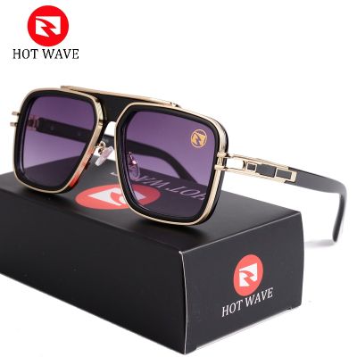 HOT WAVE Blue Mirror Sunglasses Men UV Ray Lense Eyewear Vintage Fashion Square Mens Sun Glasses 95885 Cycling Sunglasses