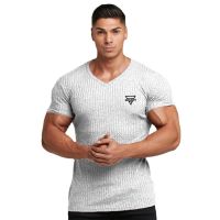 CODpz119nb New Brand Fashion Casual Summer V Neck Slim Fit Pullover Mens Classic Strips Printed Outwear T-shirt