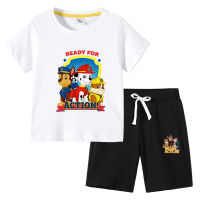 ชุดกางเกงขาสั้นเสื้อแขนสั้นลายการ์ตูนลาย Paw Patrol แฟชั่นสบายๆสไตล์เกาหลีสำหรับฤดูร้อนชุด100% ผ้าฝ้ายเด็กเด็กเด็กผู้หญิง2ชิ้นเสื้อยืด0000