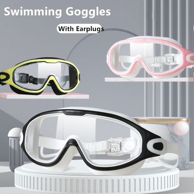 Mens And Womens Swim Goggles Large Frame Swimming Glasses Professional Swimming Goggles Adult Swim Goggles With Earplugs Anti-Fog Swimming Glasses