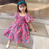 LS Show Kids Dress ชุดผ้าฝ้ายเดรสลายดอกไม้ Midi Dress A Line Dress อายุ3-15ปี110-160Cm