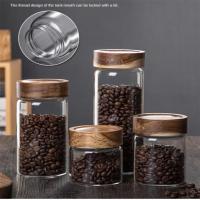 Glass Storage Jar with Wooden Lid Glass Storage Canisters for Foo