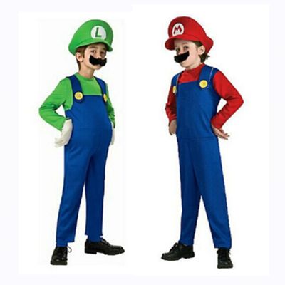 พี่น้อง Luigi ซุปเปอร์ชุดคอสเพลย์ผู้หญิงของเล่นเด็กผู้ชายเด็กเครื่องแต่งกายช่างประปาชุดเดรสปาร์ตี้แฟนซี