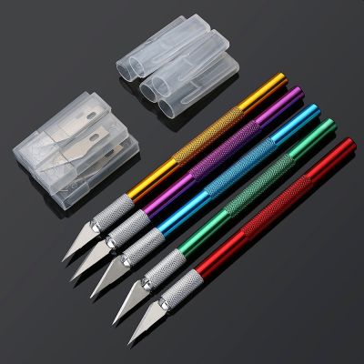 【YF】 6pcs Blade Metal Handle Professional Stationery Craft Cutting Tools Exact Aluminum Alloy Carving Pen