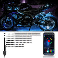 5050ชิปแสงลูกปัด RGB Moto บรรยากาศแสง LED รถยนต์รถจักรยานยนต์ตกแต่งโดยรอบโคมไฟ APP ควบคุมเสียงกันน้ำ