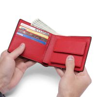 Bifold Business Genuine Leather Wallet Short Coin Purse Lightweight Multi Card Case Mens Change Storage Bag