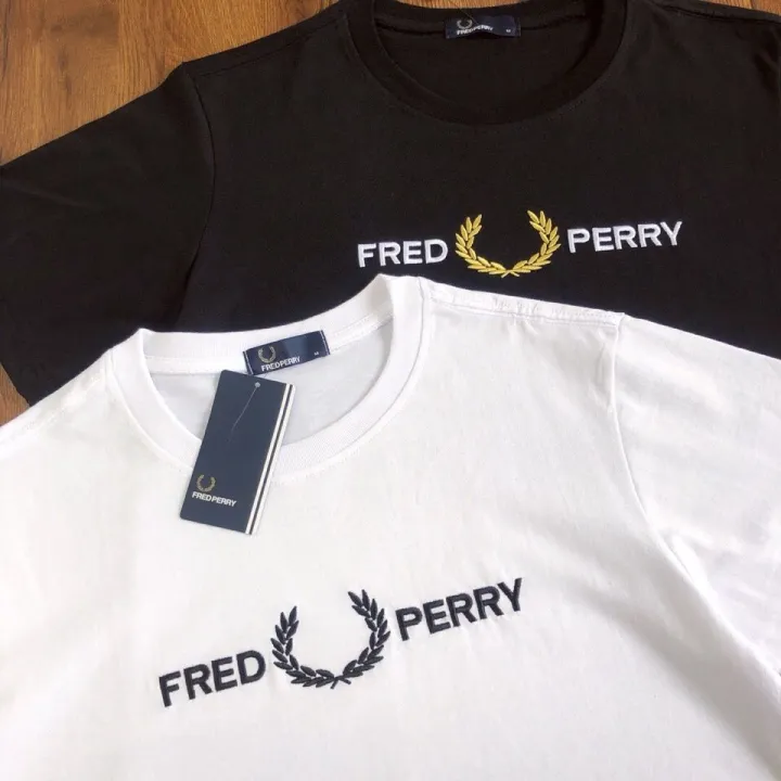 fred-perry-6027เสื้อยืดผ้าฝ้ายแขนสั้นปัก-logo-huruf-หูข้าวสาลี