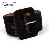 hyfvbujh▤♗  Sparsil Gold Wide Waist Rectangular Pin-Buckle Waistband Woolem Cummerbunds Female