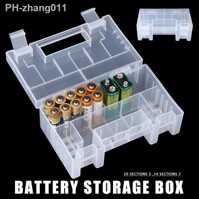 Transparent White Portable Battery Storage Box Multi-functional Organizer Holder Container For AAA AA Batteries