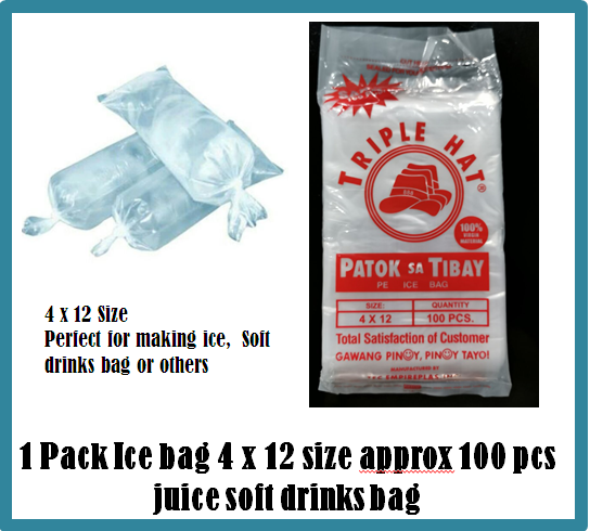 Plastic Ice Bag Candy 100 pcs 4 x 12 