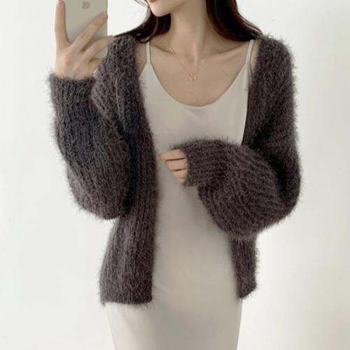 cod-korean-ins-autumn-and-winter-all-match-retro-loose-sleeves-soft-waxy-furry-knitted-cardigan-sweater-short-coat-female