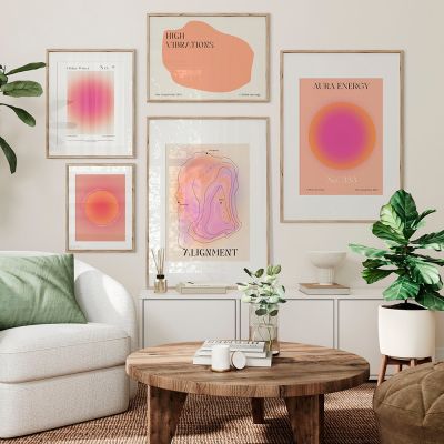 Gradient Aura Wall Art โปสเตอร์นามธรรม Divine Spiritual ภาพวาดผ้าใบ Nordic Gallery พิมพ์ภาพความงามสำหรับตกแต่งห้องนั่งเล่น