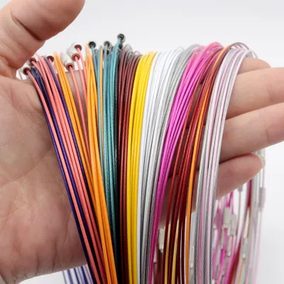 Wholesale 10pcs/lot 1mm Steel Wire Cable Cord Rope Chain Choker Necklace Jewelry DIY Cords Findings 18 Mixed Colors