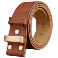 belt leather without gold smooth buckle for mens belts luxury cowboys camel brown match famous brand buckle 3.8 cm high quality