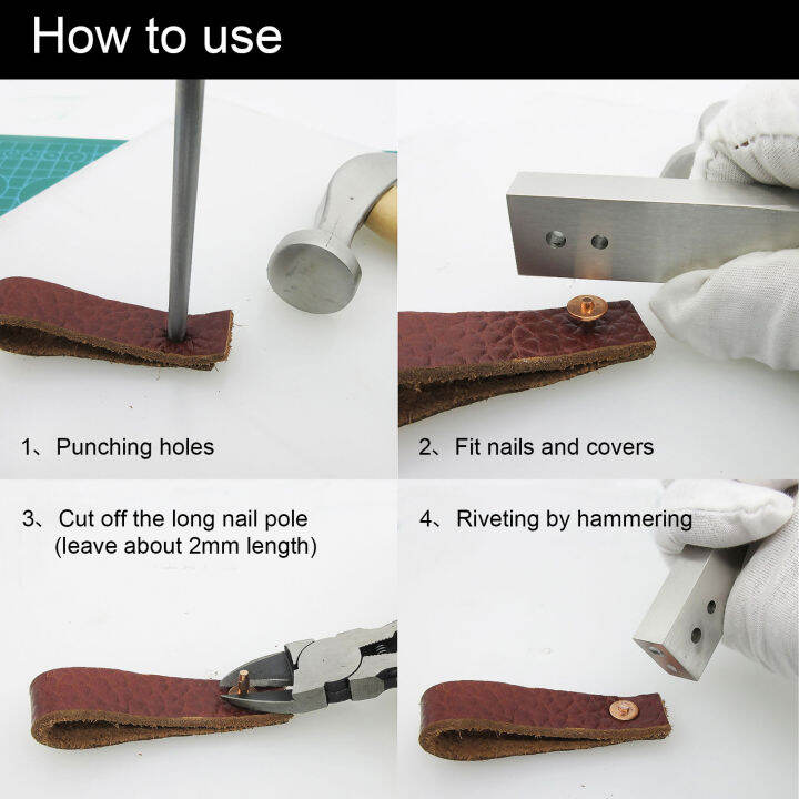 Copper Rivets with Setters DIY Leather Craft Copper Rivets Burrs Kit