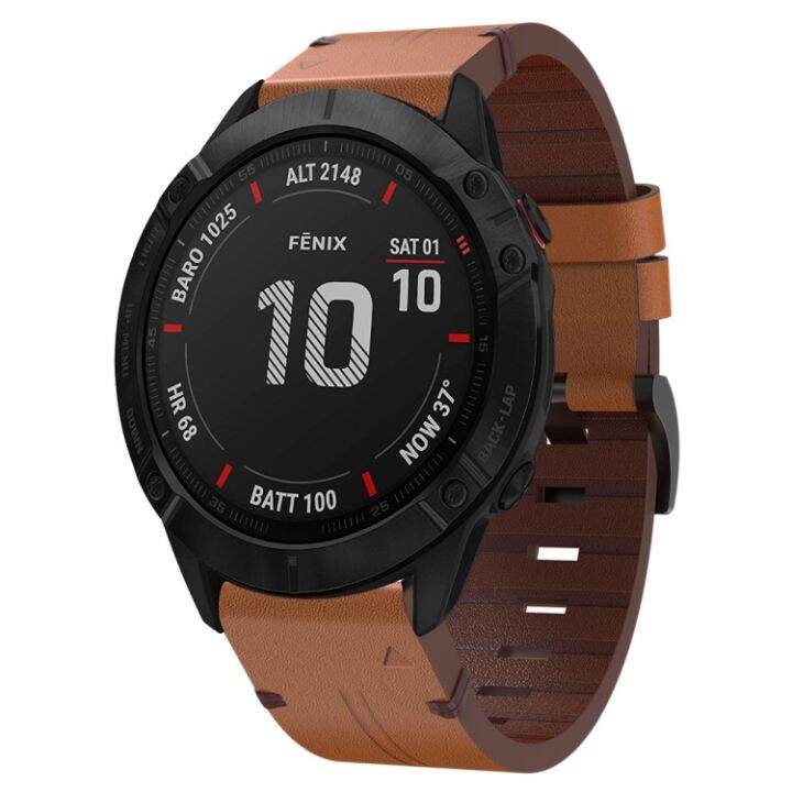 For Garmin Fenix 6X 26mm Leather Steel Buckle Watch Band Lazada