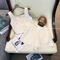 【HOT】✘❁ Fragrance Tracksuit Camisole Crop Top And Pant Piece Set Short Matching Outfit 2023 Clothing