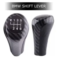 คาร์บอนไฟเบอร์หนัง6เกียร์สติ๊ก Shift Knob Lever สำหรับ BMW E90 E91 E92 X1 X3 X5