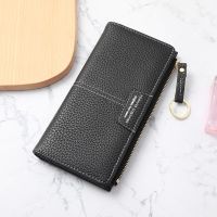 (Wallets) กระเป๋าสตางค์ผู้หญิงแบบยาวสีทึบซองใส่บัตรหนังหลายช่อง PU,กระเป๋าใส่เหรียญจุได้เยอะกระเป๋าเงินกระเป๋าคลัตช์เก็บของกระเป๋าสตางค์แบบมีซิปผู้ชาย