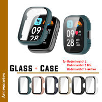 สำหรับ Redmi Watch 3 Active / Watch3 Lite ฮาร์ด Casing PC กระจกเทมเปอร์ฝาครอบป้องกันปกป้องหน้าจอ