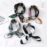 ﹊♗◑ Square Silk Scarf Women Print Small Scarfs Office Lady Hair Band Foulard Hand Kerchief Female Bandana Shawl Hair Accessories