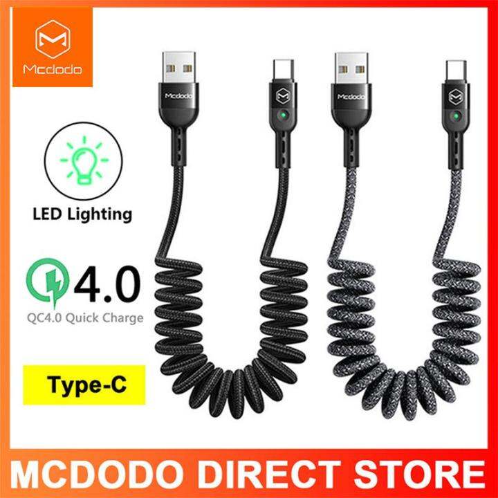 mcdodo-1-8-เมตรฤดูใบไม้ผลิขยายโทรศัพท์พื้นฐานtype-cสายสำหรับซัมซุงhuawei-p30-pro-xiaomiโทรศัพท์ที่ชาร์จความเร็วสูงusbประเภท-cสายข้อมูล