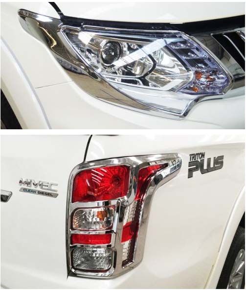 ครอบไฟหน้า ครอบไฟท้าย โครเมี่ยม มิตซูบิชิ ไทรทัน 2015 ครอบ ไฟหน้า ไฟท้าย  Mitsubishi Triton 2015-2018