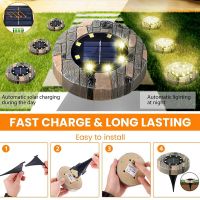 8 Pack Solar Ground Lights 16 LED IP65 Waterproof Light for Outdoor Garden Landscape/ Yard Decoration Warm White