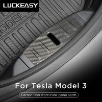 LUCKEASY Front Engine Box Luggage Bumper Panel For Tesla Model 3 2017-2023 Front Box Real Carbon Fiber Protection Patch