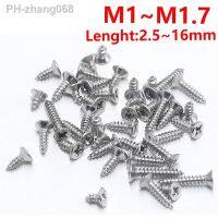 ✲ M1 M1.2 M1.4 M1.5 M1.7 Steel Nickel Plated Phillips Recessed Flat Head Self Tapping Screw Cross Metric Thread Countersunk Bolt